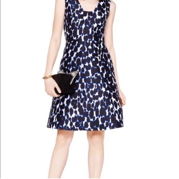 Kate spade New York de baring deep indigo fit & flare leopard 10 NWT - Picture 1 of 13